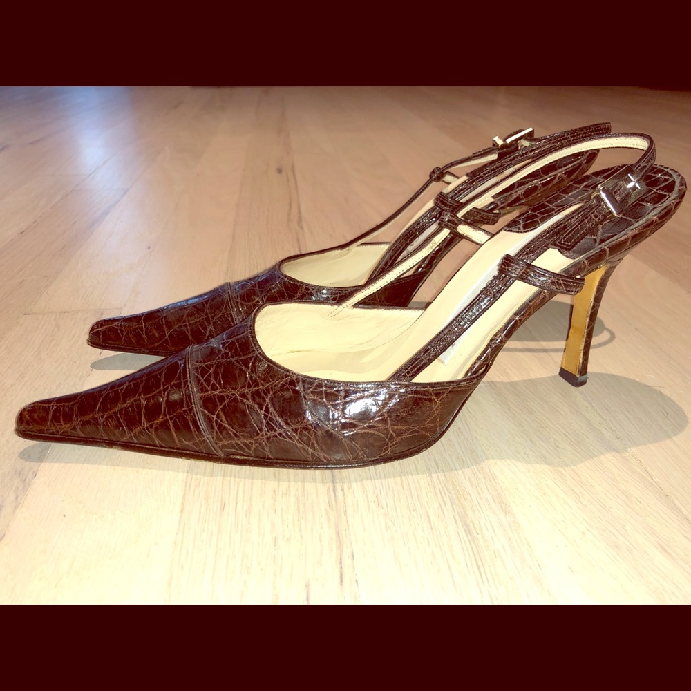 Domenico Vacca Dark Brown Slingback Heels